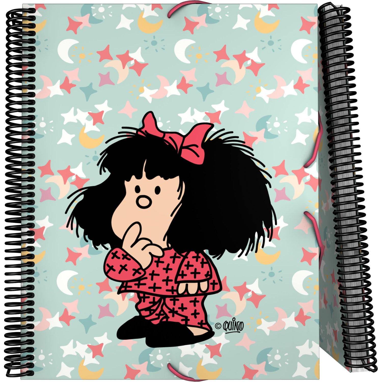 Grafoplas School Folder with Transparent Sleeves, A4, Flexible Cover, 30 Polypropylene Inserts, Mafalda Pyjamas, Maxiplas, Perfect for Organising Your School Supplies and Archiving Your