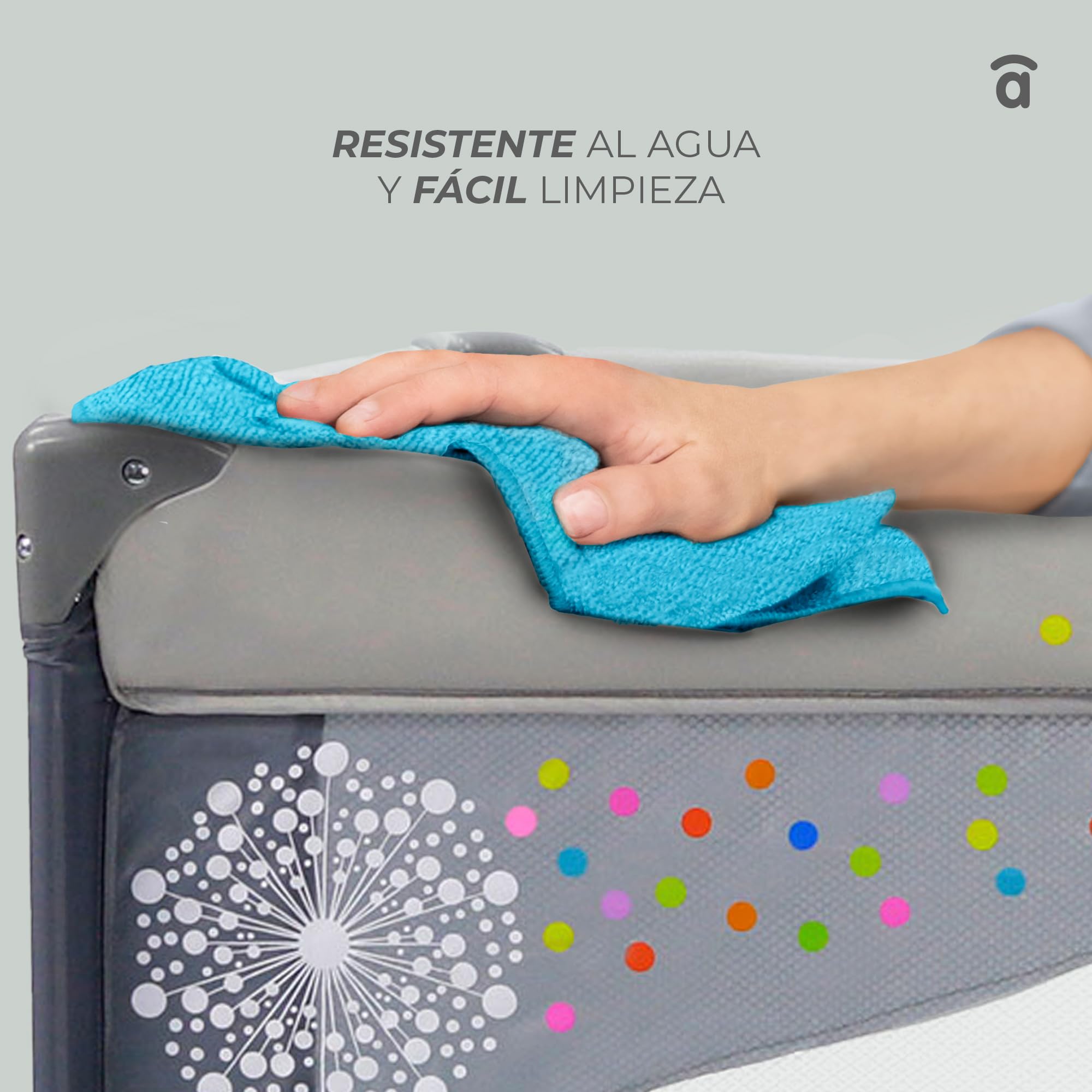 Asalvo 12470 - Parque cuadrado, diseño molinillo, color beige, 97 x 77 x 97 cm