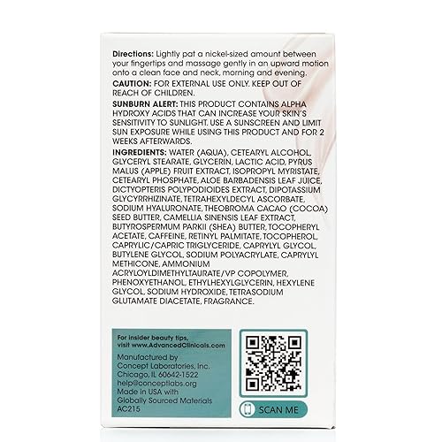 Miniatura 9 de Advanced Clinicals Loción hidratante facial con retinol con cafeína + ácido láctico  Crema facial iluminadora con vitamina C  Corrector de manchas