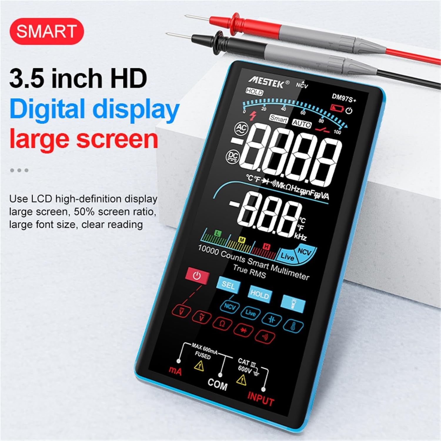 Digital Multimeter DM97S+ Resistance Capacitance Smart Multimeter AC DC Current Voltage 600V LCD Back Light Multimeters