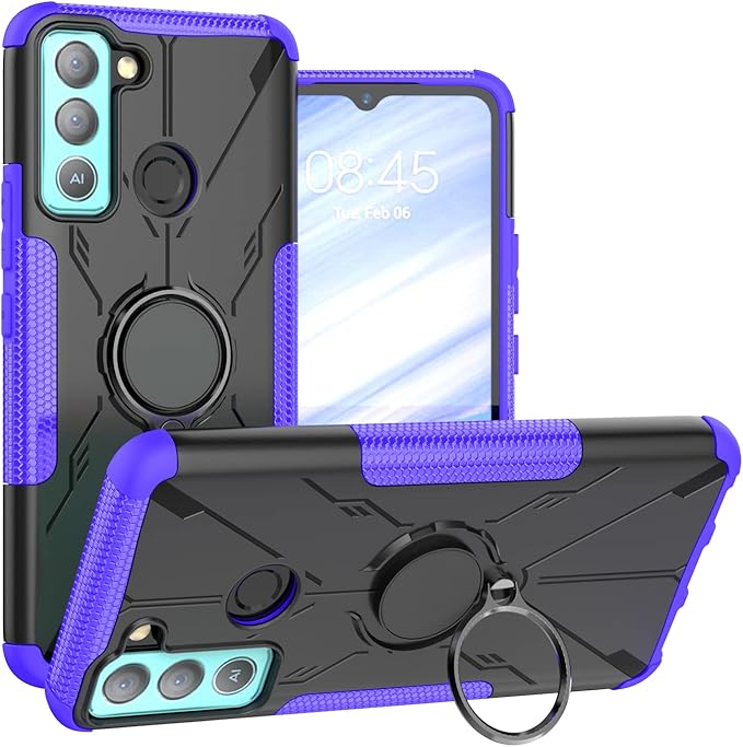 Compatible with Tecno Pop 5 LTE Case Cover,Compatible with Tecno Pop 5 LTE BD4 Case Ring Stand 2 in 1 Phone Case Cover Purple