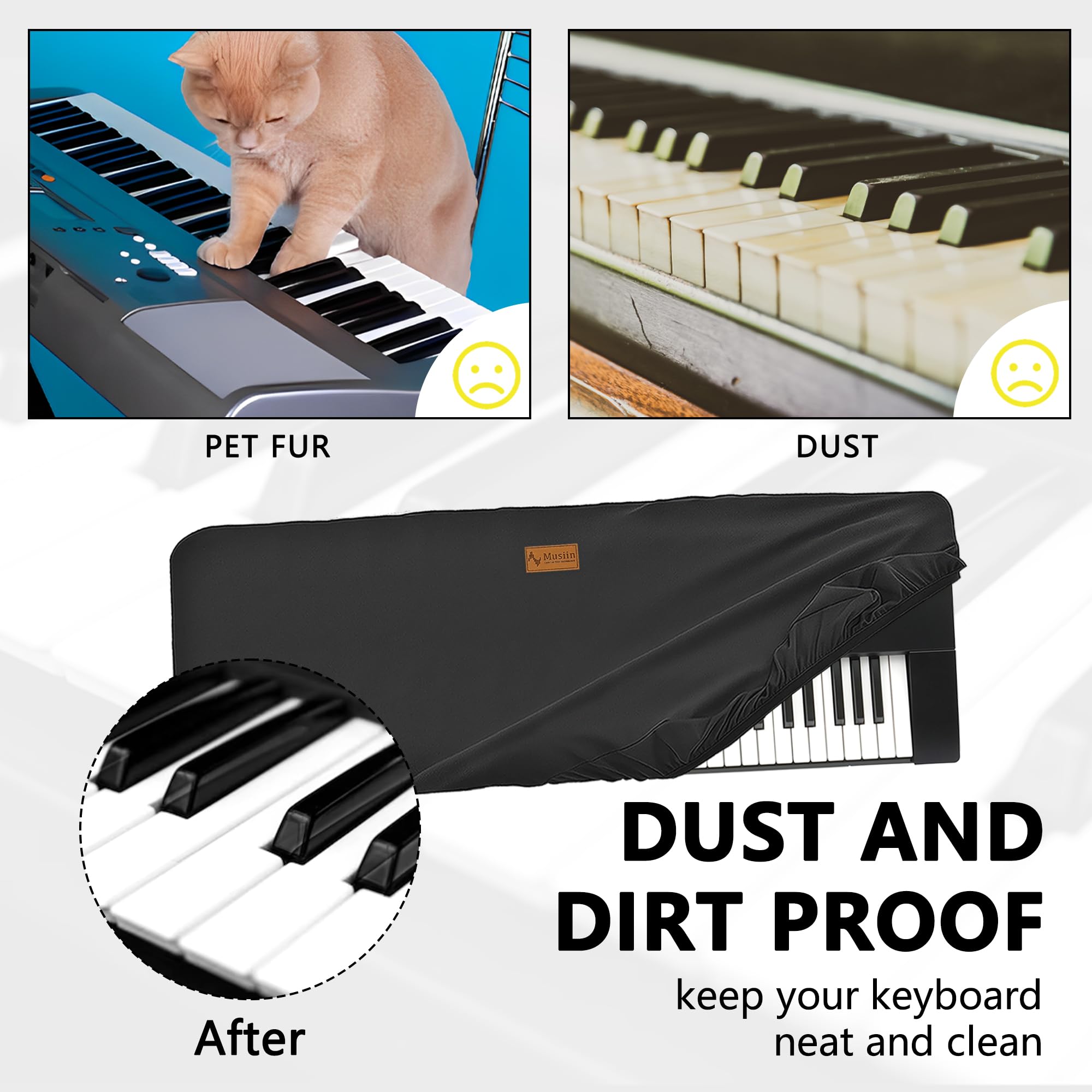 Musiin Housse de protection anti-poussière pour clavier de piano 61 touches, compatible avec KORG NAUTILUS AT 61, NAUTILUS 61, Chinlon, toucher soyeux et design sur mesure