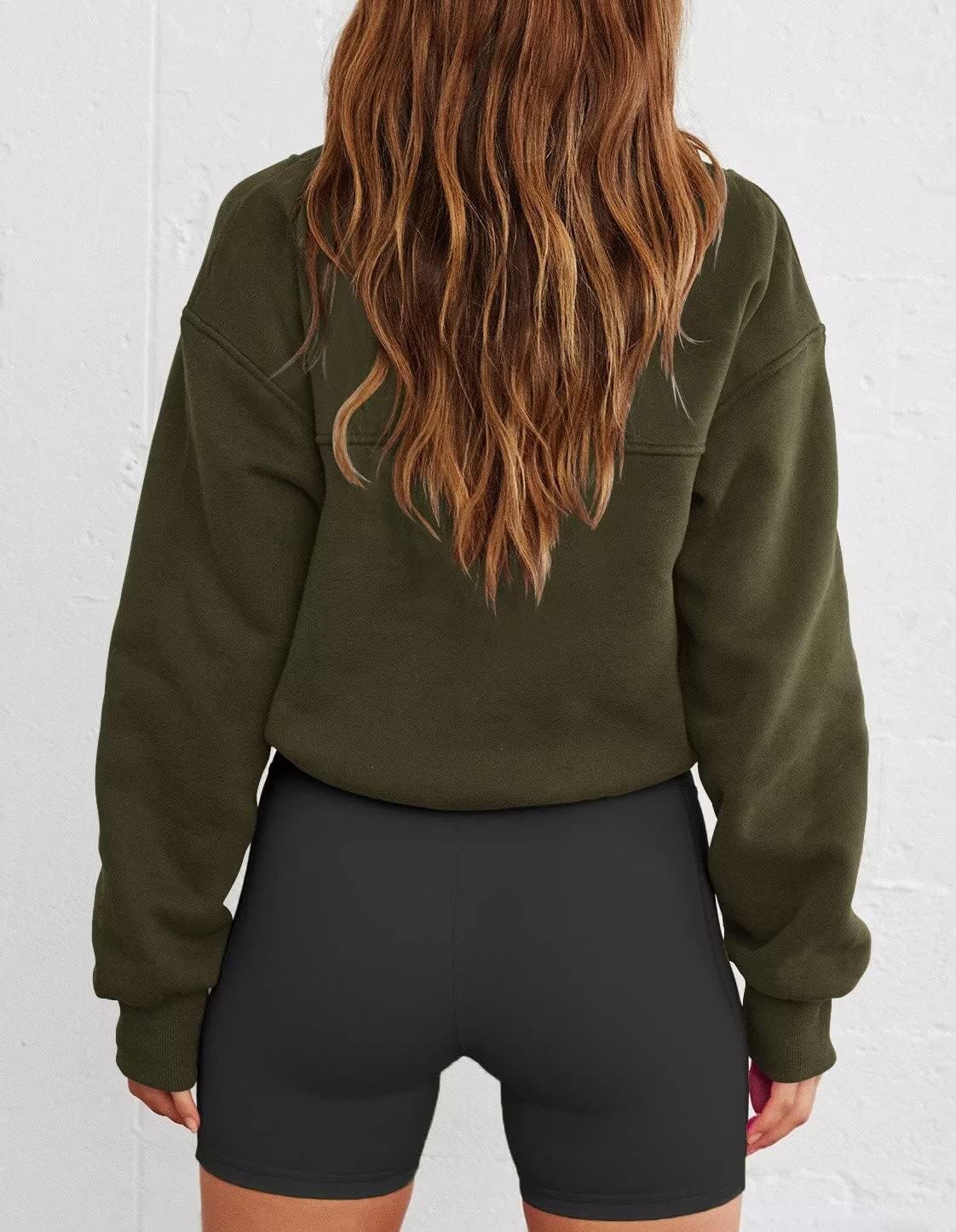 LEEDYA Womens Long Sleeve Half Zip Sweatshirts Oversized Casual Pullover Tops Fall Fashion Outfits 2025 Y2k Clothes - Image 3