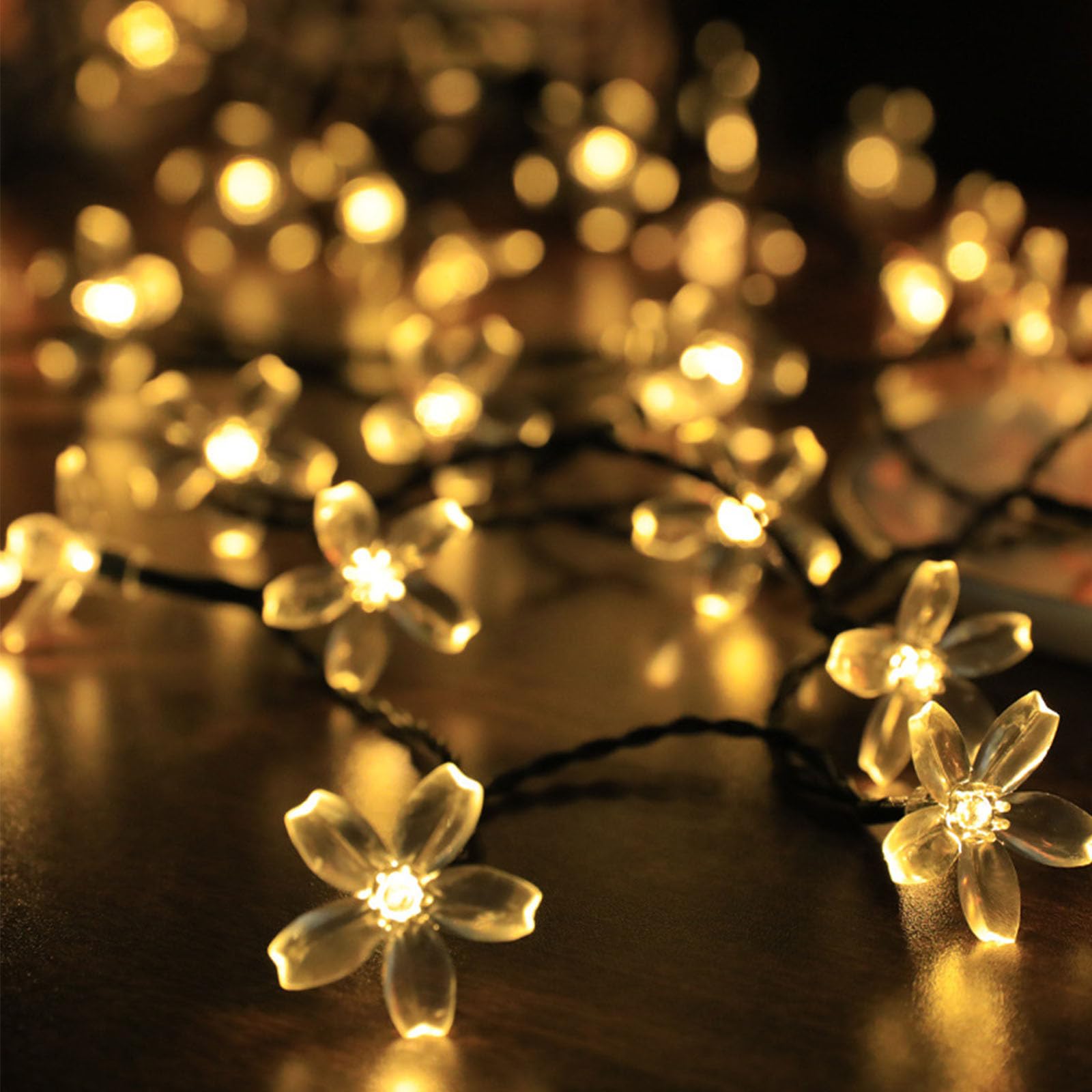 FANSU LED Garden Lights, 8 Modes Indoor/Outdoor Solar String Lights, Colorful Flower Solar Lights Outdoor Garden, for Patio Yard Home Christmas Parties Wedding Decorations (Warm White,6.5m/30 LED)