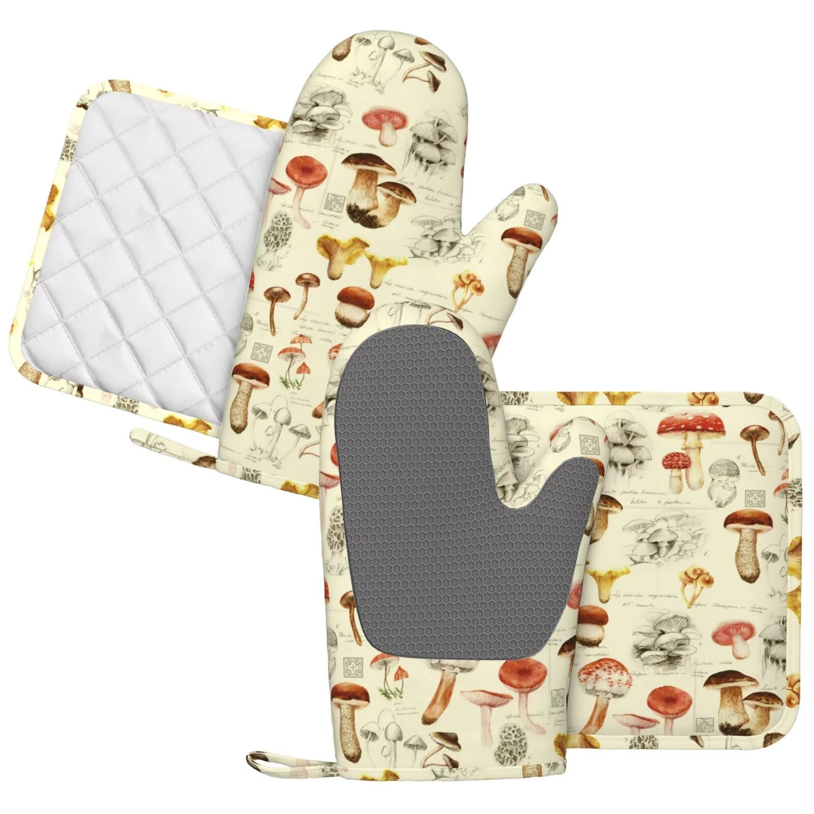 6 Pack Oven Mitts And Pot Holders Set, Heat Resistant Fabric Bake Pot Holders Gloves With Kitchen Towels Blue