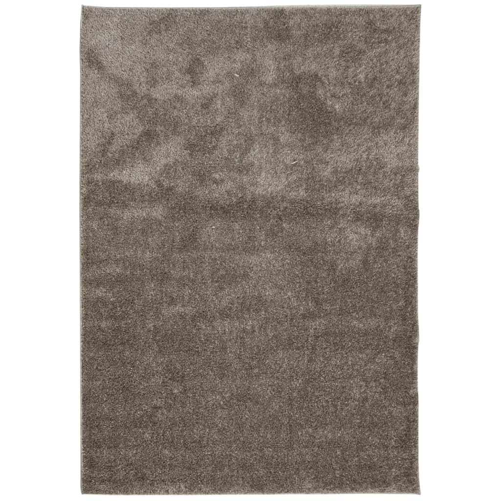 Tapis de salon gris aspect fourrure brillante haut de gamme modèle ISTAN