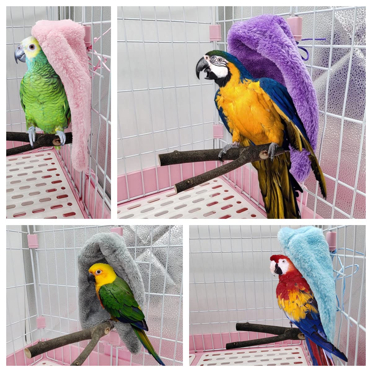Comfort Corner Fleece Bird Blanket,1PC Winter Warm Parrot Cage Snuggle Hut,Cage Bird Nest Parrot Bed for Parakeet Cockatiel Parrots Cockatiels (L, Pink) — view 6