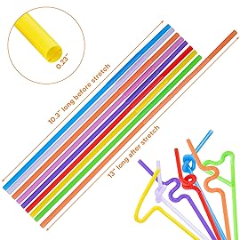 HANSGO 360PCS Drinking Straws Flexible, Plastic Drinking Straws Disposable Colorful Bendable Straws Extra Long for Birthday Party