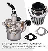 Vista 8 de Motorcycle Air Filters, 48mm Motorcycle Clamp on Air Intake Filter Set, Dirt Air Filter for 49CC-125CC Engine Model, Carburetor Air Filter for