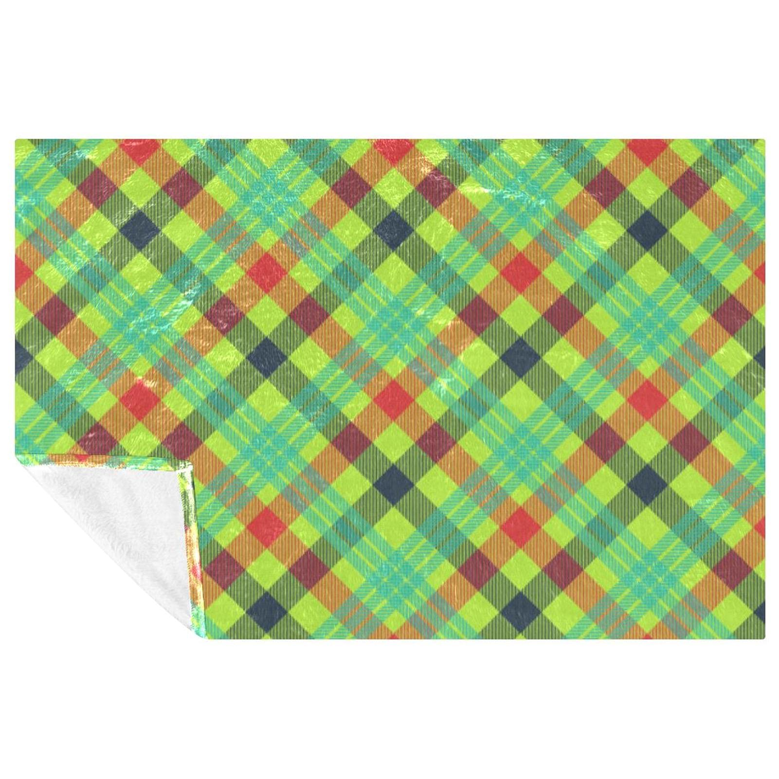 Plaid doux anti-froid tartan multicolore pour canapé et pique-nique