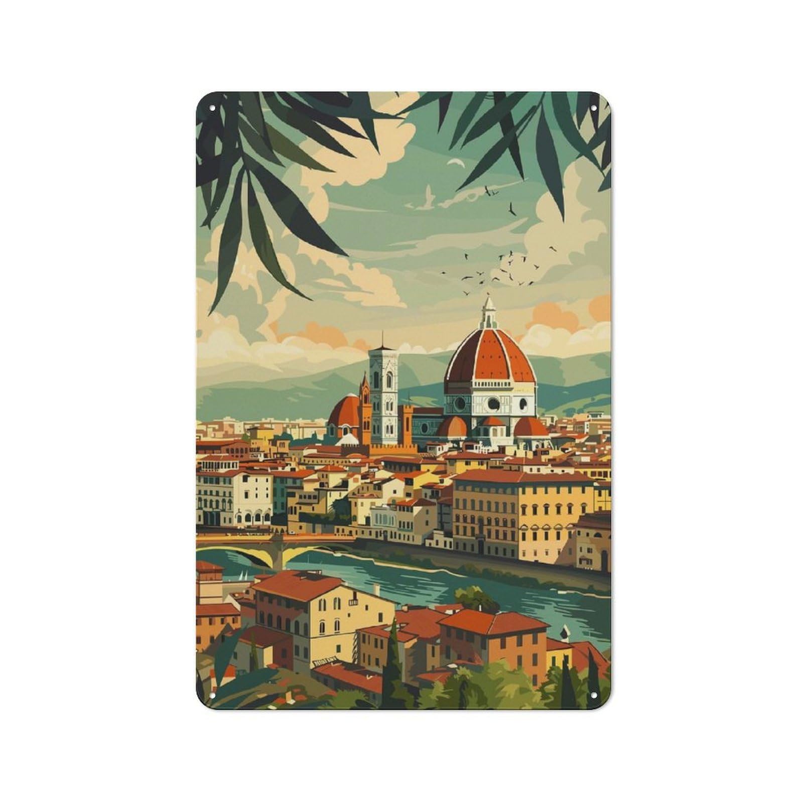 Junmoney Florence Italy Scenery Shed Style Shed Metal Sign 30X20cm, Shed Wall Decor For Shed, Garden Room, Porch Or Garage