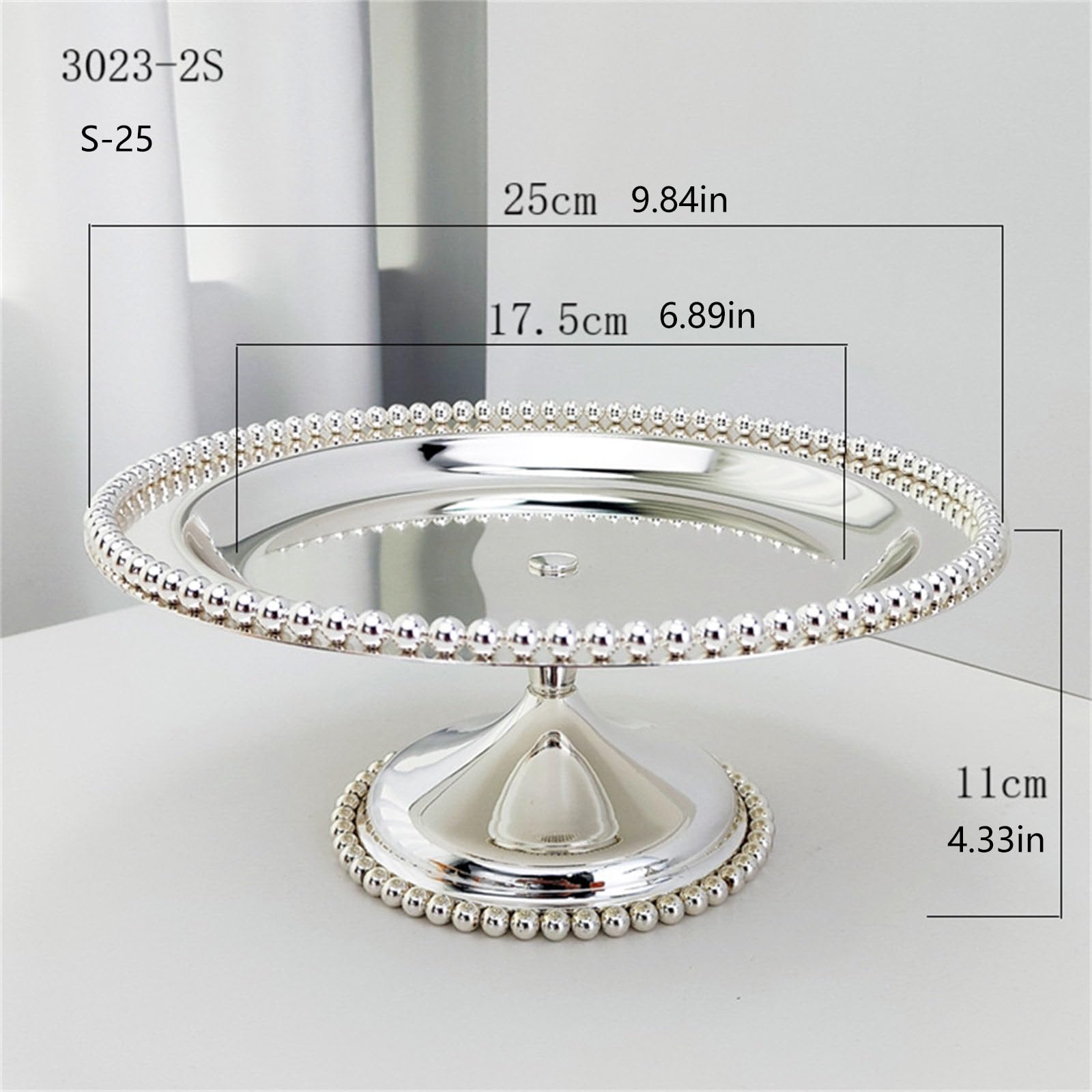 Soporte redondo para tartas de acero inoxidable 304 para pasteles, frutas, nueces, bandeja de postre de metal con bordes redondeados, elegante bandeja para servir dulces