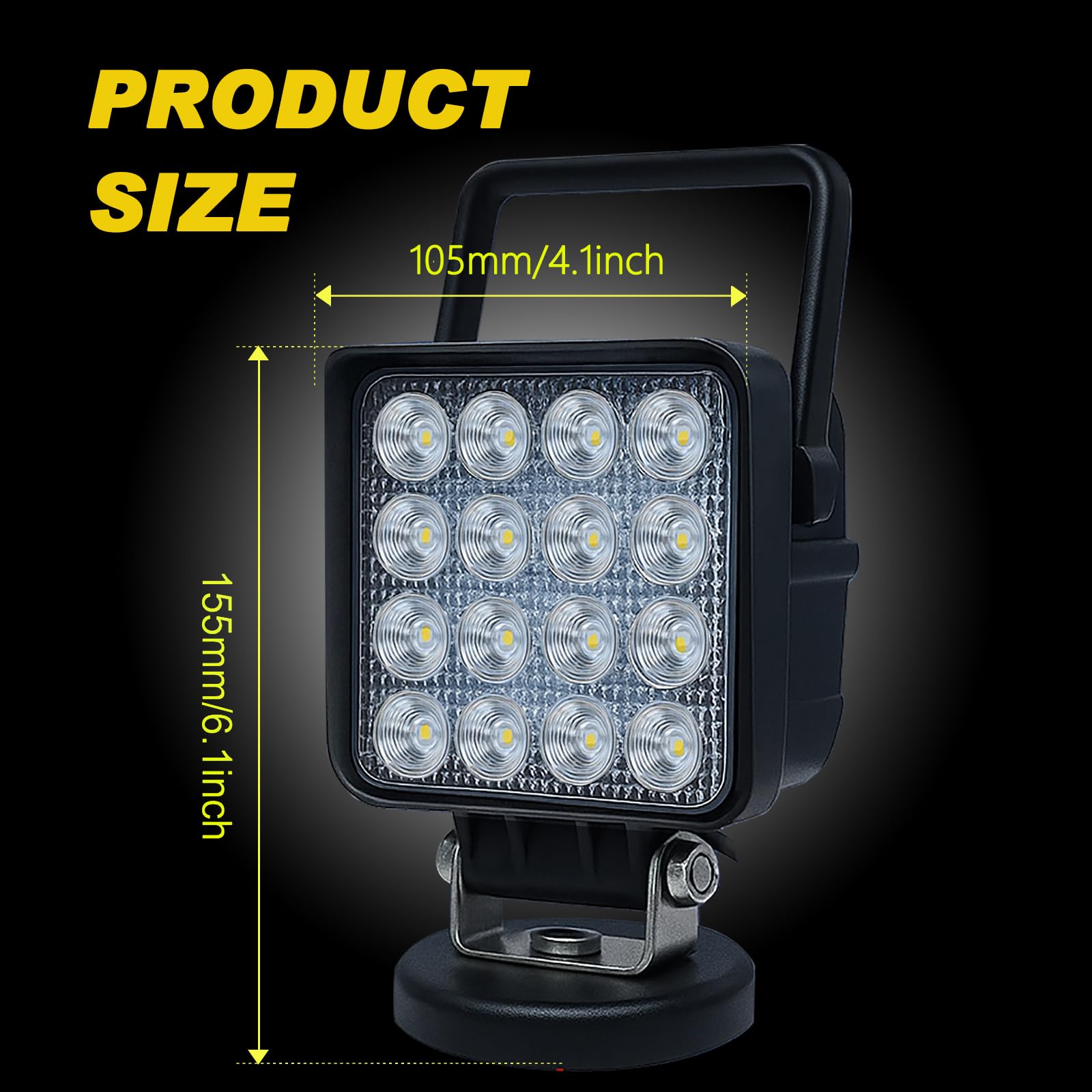 Willpower 1 x listwa świetlna LED z podstawą magnetyczną, 100 cm, przenośna, kwadratowa lampa LED do samochodu, SUV-a, przyczepy, ciągnika, ciężarówki, pracy, na kemping