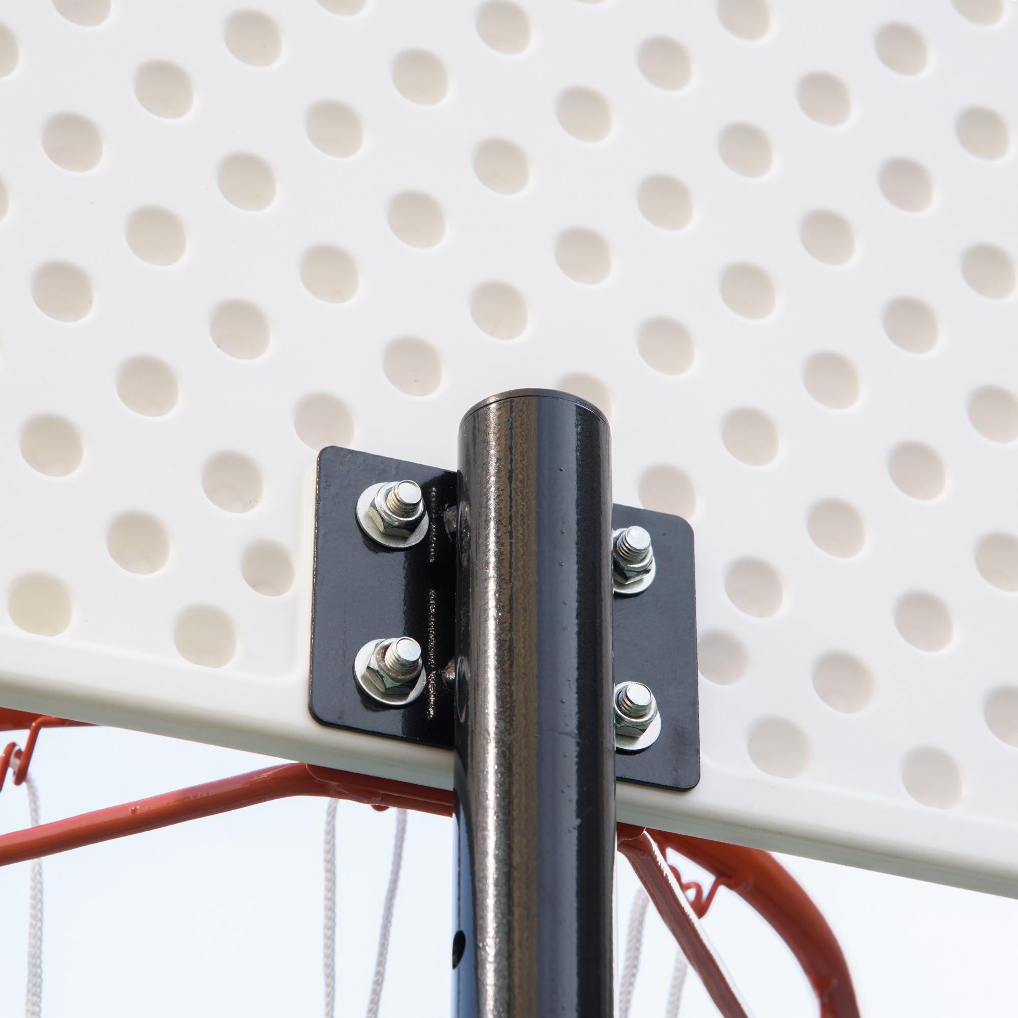 HOMCOM Canestro Basket ad Altezza Regolabile con Base Riempibile e 2 Ruote, Canestro da Basket in Acciaio, PE e HDPE, 70x45x258-314cm, Rosso