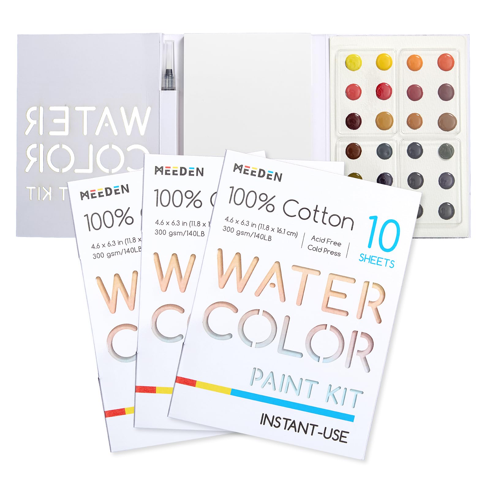 MEEDEN Portable Watercolor Paint Set: Travel Watercolor Kit 3 Pack