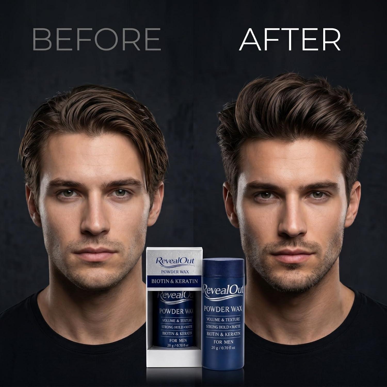 Powder Wax for Men – Volumizing Texture Powder for Hair, Strong Hold Matte Finish Styling Powder, Men’s Hair Texturizer with Biotin & Keratin, Instant Volume for Thin, Flat, Limp Hair