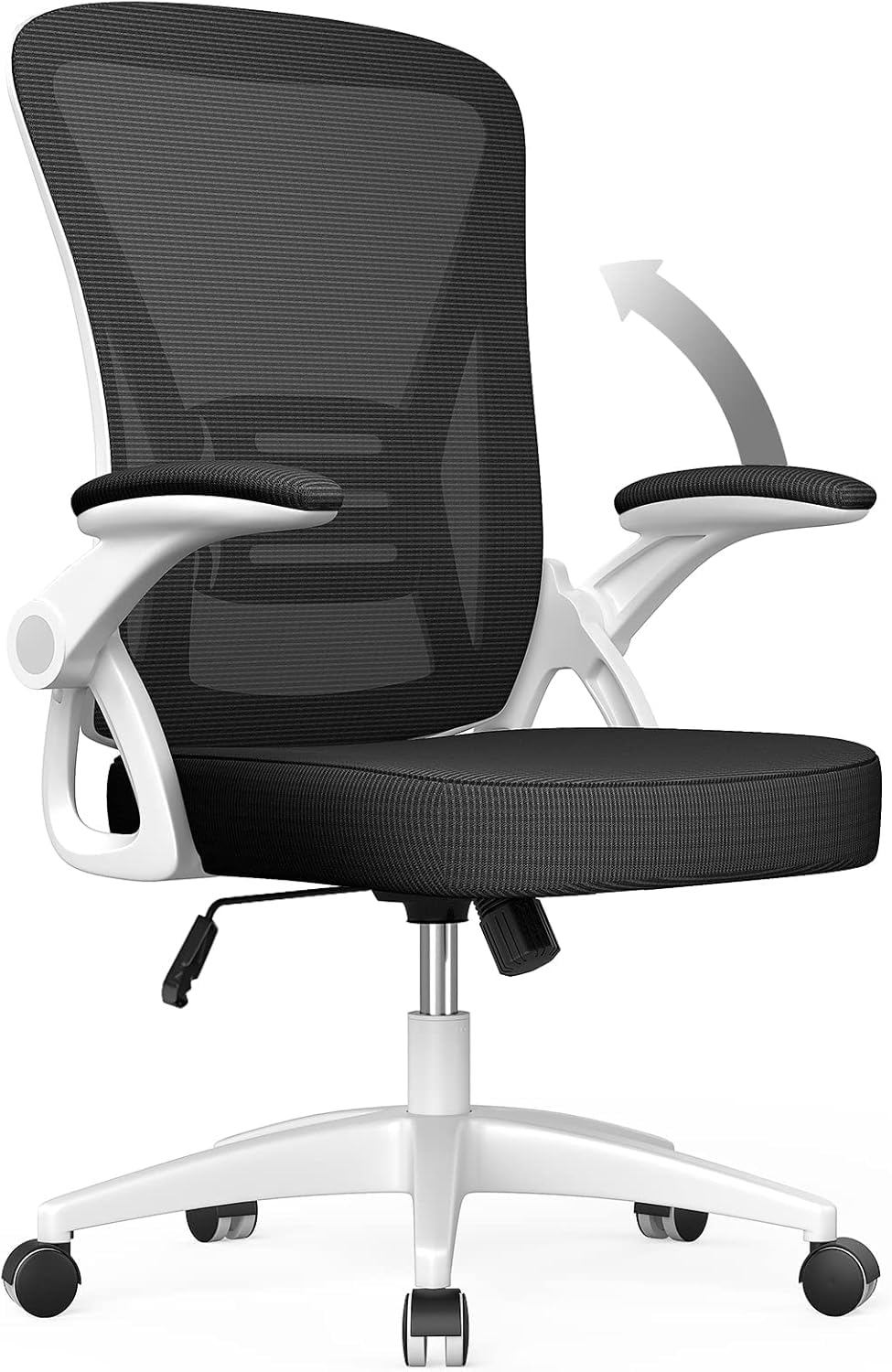 naspaluro Office Chair Ergonomic Desk with 90° Flip-up Armrest Lumbar Support, Height Adjustable Chair, Executive Swivel Computer Padded Seat Cushion for Home/Office