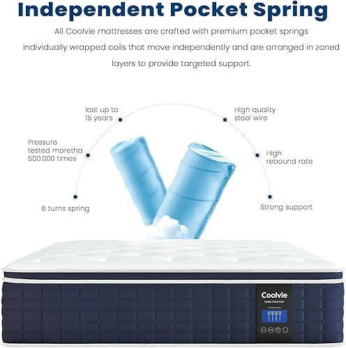 Miniatura 7 de Coolvie 14 Inch King Mattress, Medium Plush Gel Memory Foam Mattress Hybrid, Double Cooling King Size in a Box Euro Top with CertiPUR-US Certified