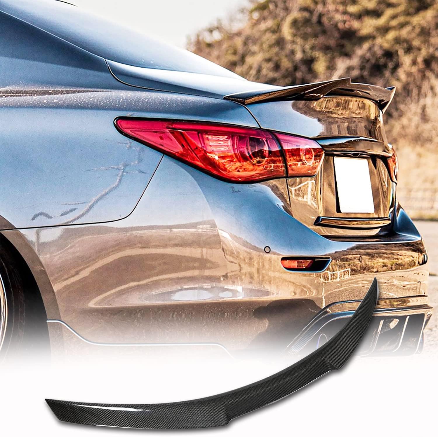 Carbon Fiber Trunk Spoiler for Infiniti Q50 Q50S Sedan 2014-2022 Rear Boot Lid Highkick Tail Wing Lip Factory Outlet