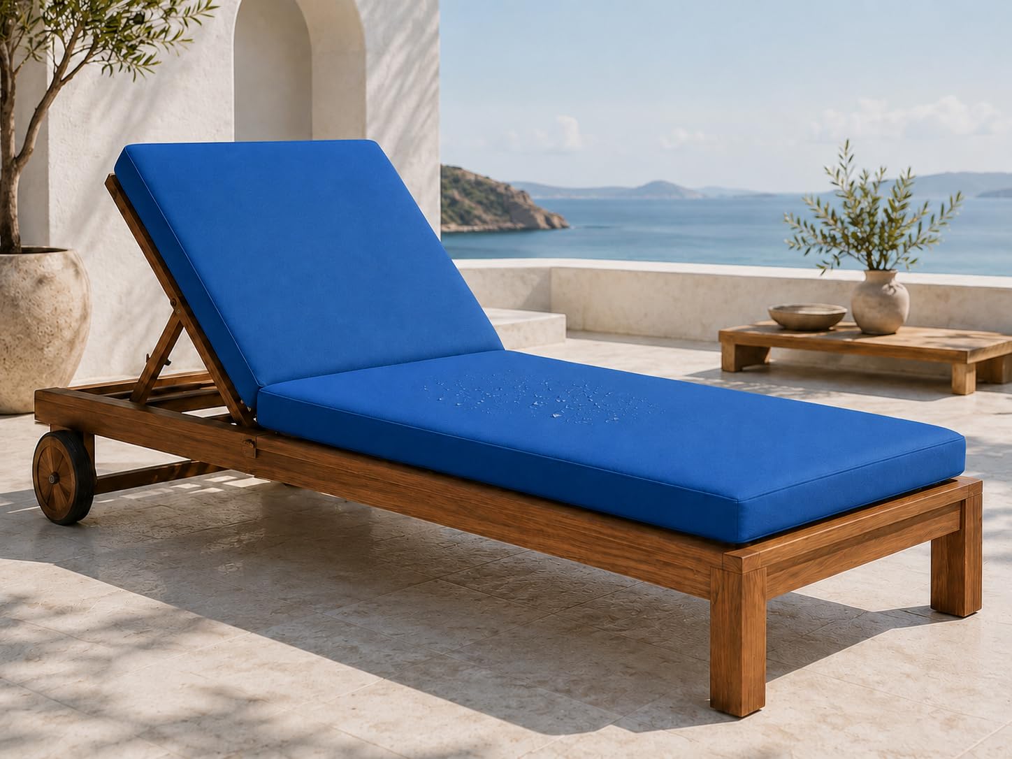 L S U Sun Lounger Cushion Waterproof Recliner Pad Removable Cover Zipper Outdoor Garden Deck Bed (Royal Blue)