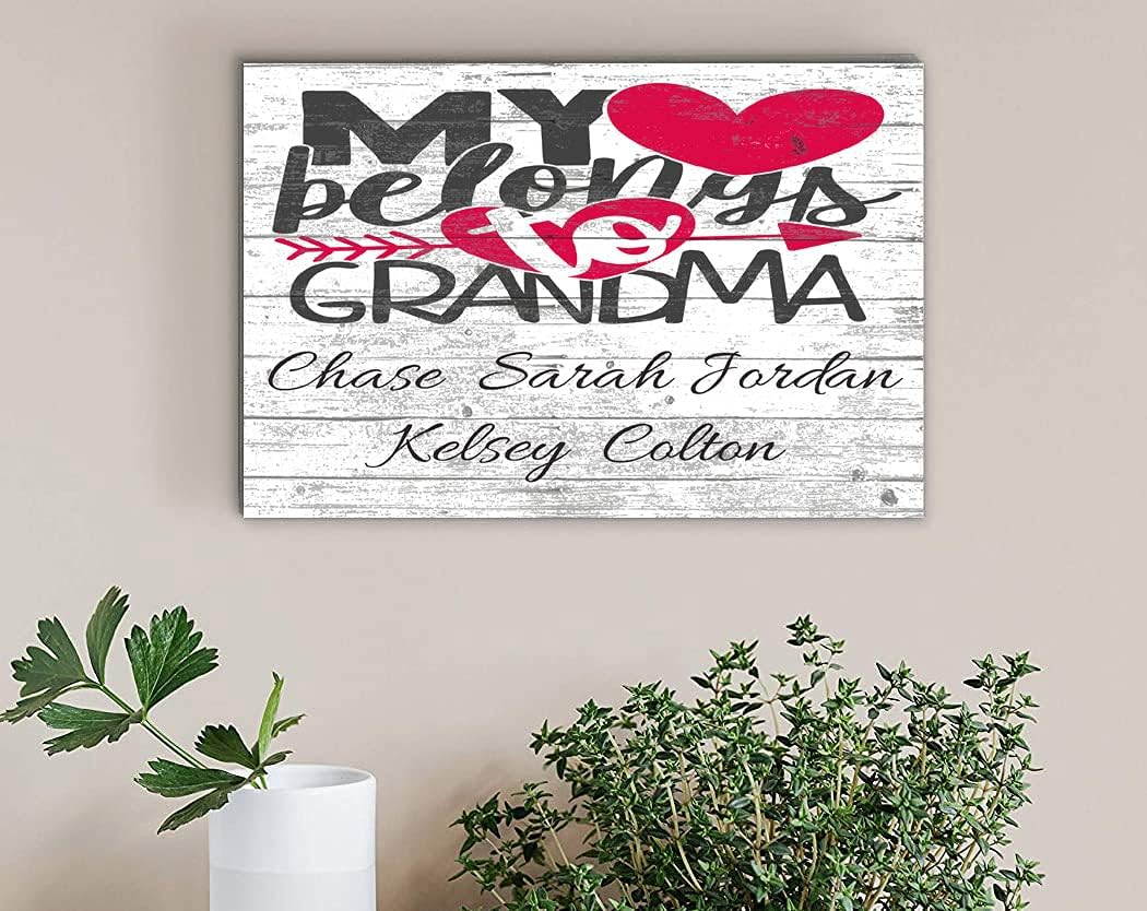 Personalized Grandma Gift Sign with Names of Grandkids CUSTOMIZED Solid Wood