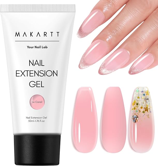 Makartt Hema-Free Poly Nail Gel Natural Pink 50ML Gel Builder for Nail Extension Nail Strengthener Beauty Gift 3D Gels Molder Nail Art Easy DIY at Home Salon