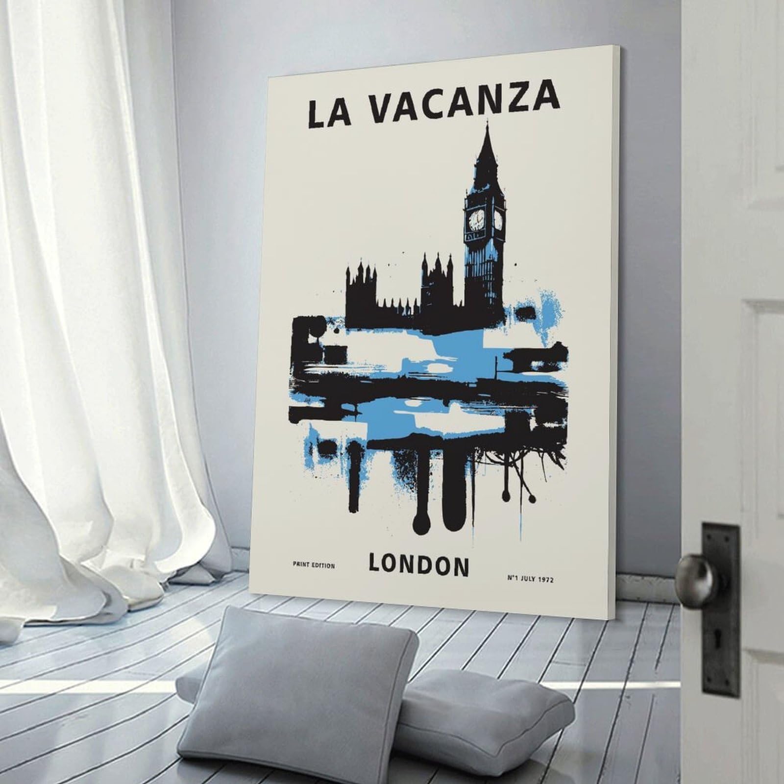 Junmoney Canvas Art Print London England Travel Art, 20x30inch(50x75cm), for Calm Bedrooms, Home Corners Or Flats, A Warm Accent for Relaxed Interiors