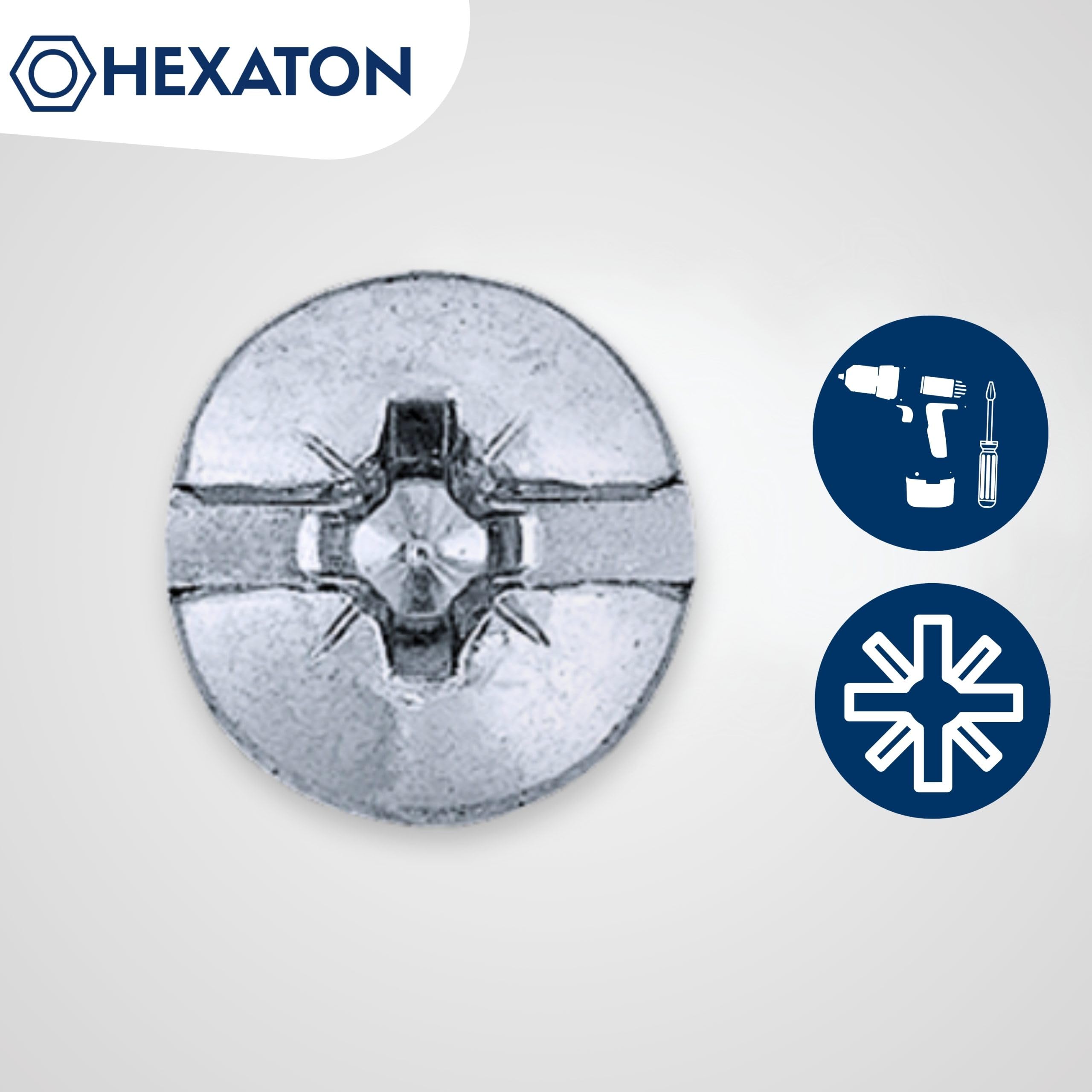 HEXATON Euro Screws 6.3 x 13 mm - 50 Pieces - Rounded Head - Pozidriv - Zinc Plated - Furniture Screws for Hinges Drawer Guides - Image 4