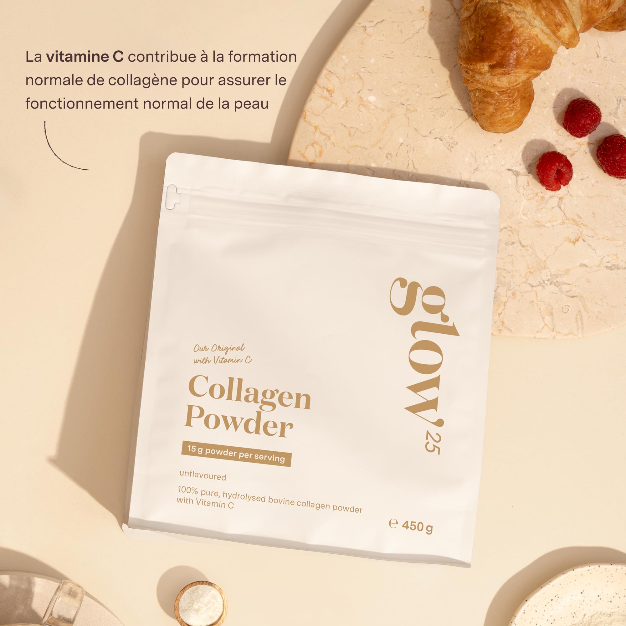 Glow25® Duo Balance & Collagène en poudre [Notre produit original] – Balance avec ferments lactiques, inuline, calcium & vitamine B2 + Hydrolysat de collagène avec vit