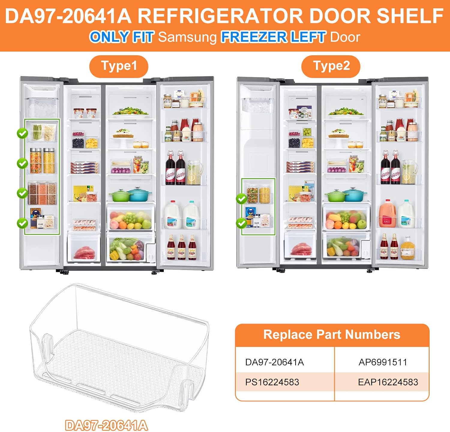Replacement Refrigerator Door Shelf for Samsung Refrigerators