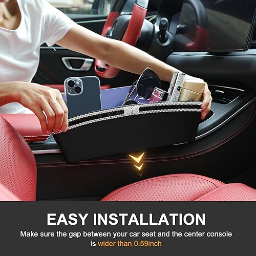 Miniatura 3 de eing Organizador de bolsillo lateral brillante con lazo, para llenar el asiento del automóvil, caja de almacenamiento de espacio, soporte para