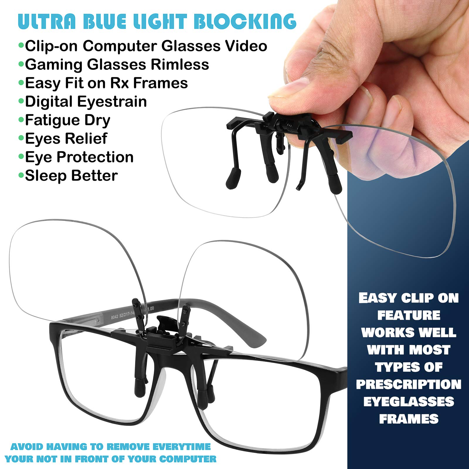 Success Eyewear Yogo Vision Gafas de luz azul para hombres y mujeres, gafas de computadora con montura semi-sin montura
