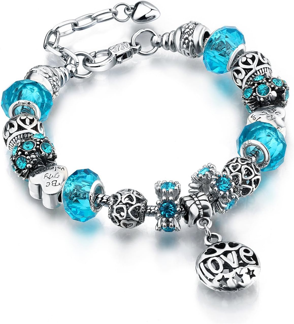 Young & ForeverCharismatic Charms Bracelets for Women Murano Glass Crown and Leaf Charm Bracelet For Girls
