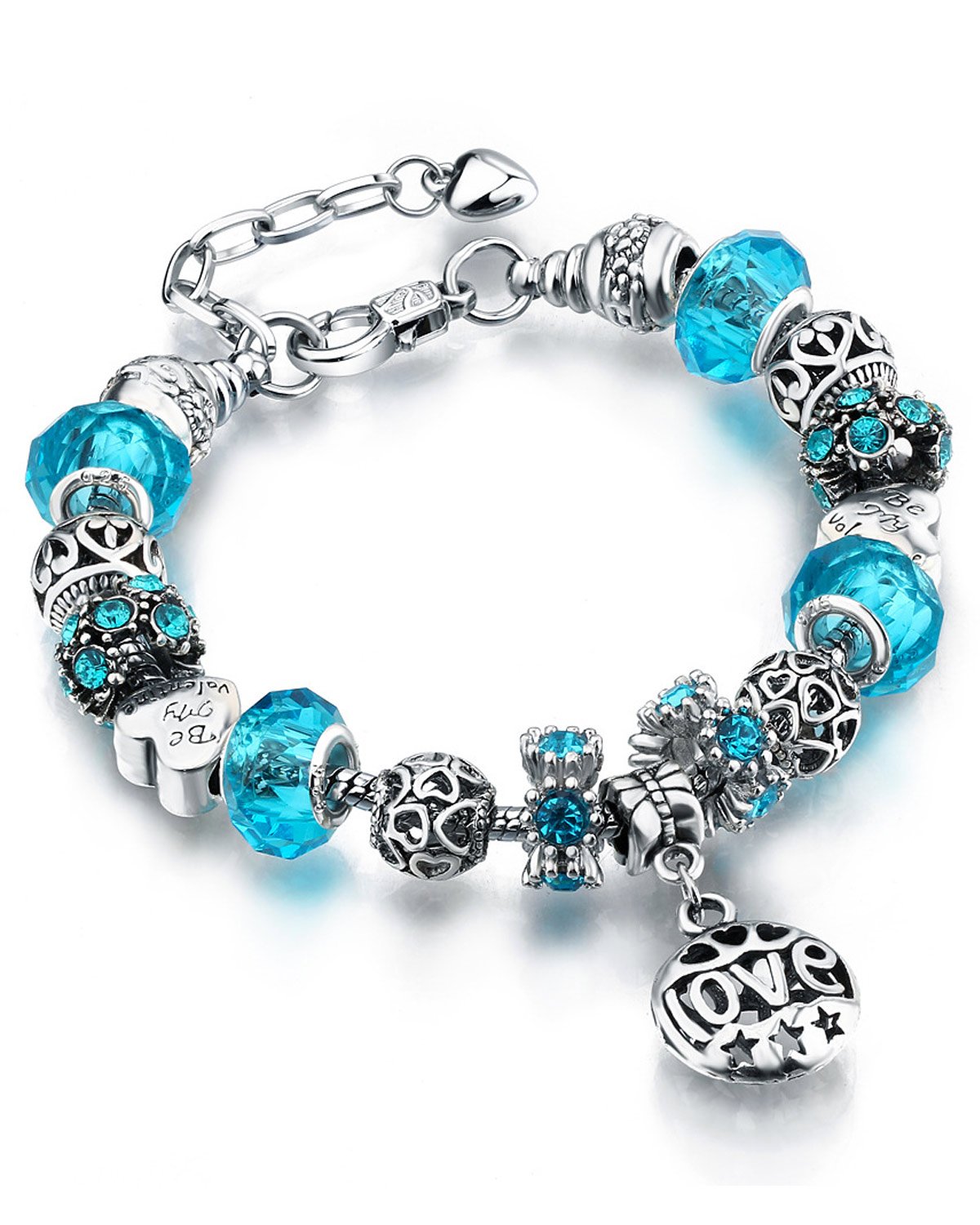 Young & ForeverCharismatic Charms Bracelets for Women Murano Glass Crown and Leaf Charm Bracelet For Girls