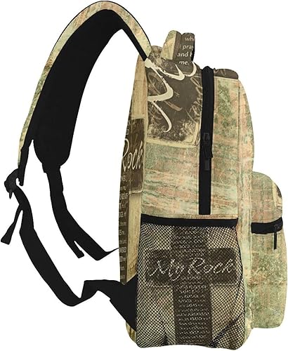Miniatura 3 de Mochila escolar casual con versículo bíblico cristiano religioso con diseño de The Lord is My Rock, mochila escolar para laptop, senderismo, viaje,