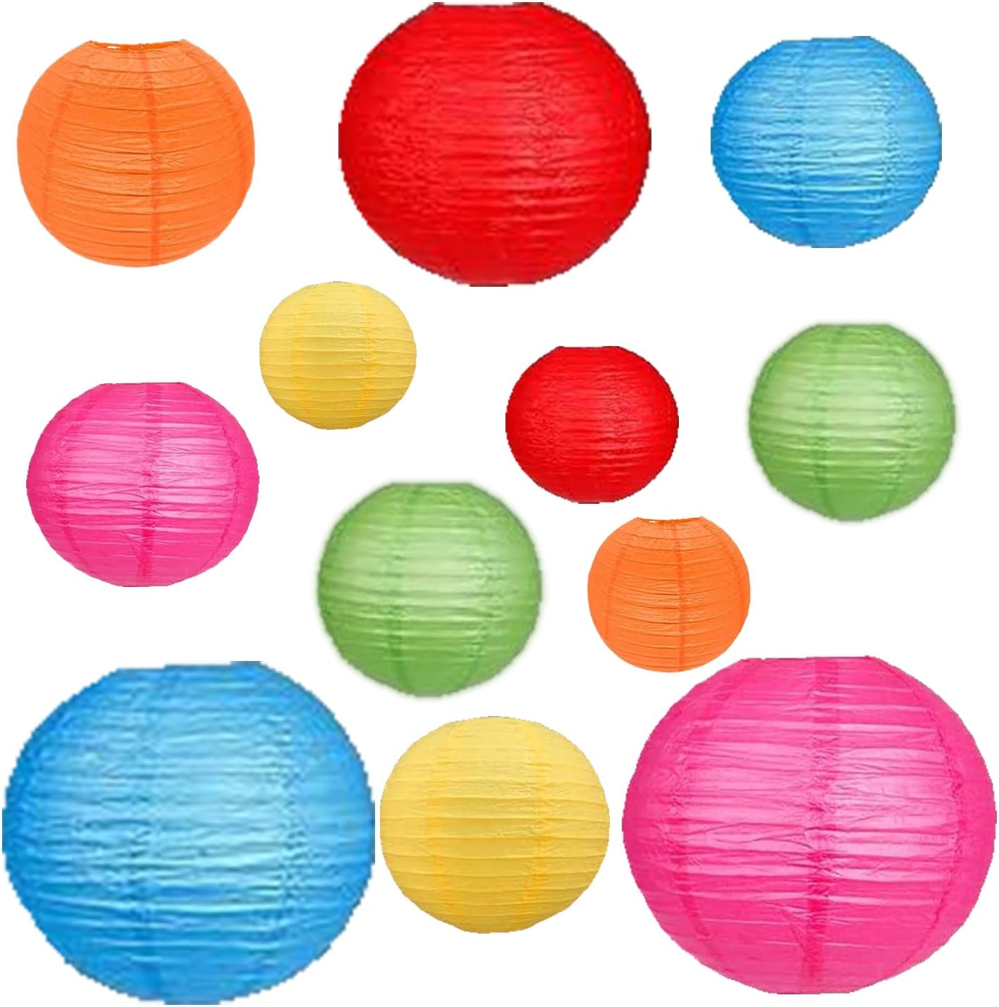 12Pcs Paper Lanterns 6”, 8”, 10”, 12”,Paperlanterns Party Decoration, Colorful Paper Lanterns for Wedding, Bridal, Birthday, Outdoor, Home, Garden, Holiday and Party.