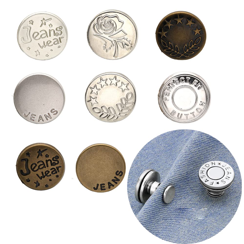 A Pack of 8 Multipurpose No Sew Classy Buttons, Detachable Buttons for