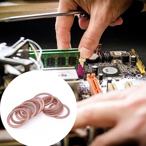 Miniatura 4 de AnRui 12x18x1.5mm Copper Crush Flat Washer Assortment Kit Flat Ring Metric Sealing Washers Gasket Fitting, M12, 30Pcs