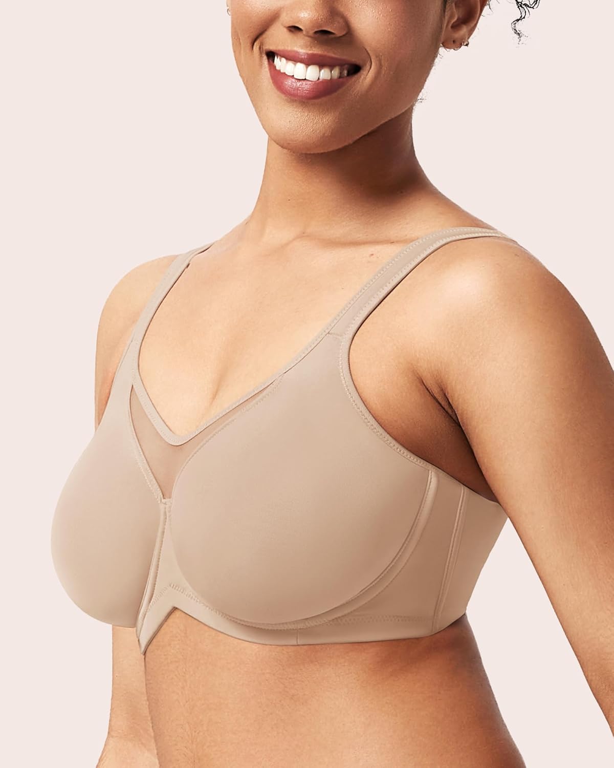 HSIA Minimizer Bras for Women Plus Size, Full Coverage Coolcomfort T Shirt Unlined Bra with Underwire for Heavy Breast - Image 2