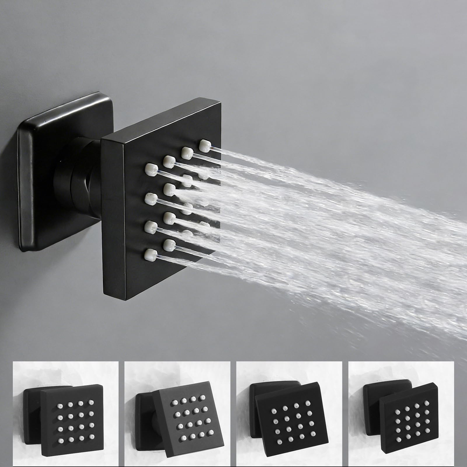 XJTNLB Colonna Doccia Incasso Soffione con Luce Led, Sistema Doccia Termostat con Display Digitale a Led e 6Pcs Getti SPA per Bagno, Oro Spazzolato
