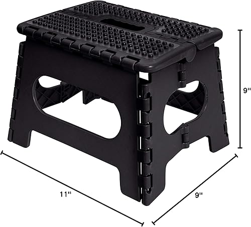 Miniatura 27 de Simplify Taburete plegable antideslizante de 9 pulgadas | Plegable | Capacidad de 200 libras | Duradero | Portátil | Cocina | Baño | Garaje | Blanco