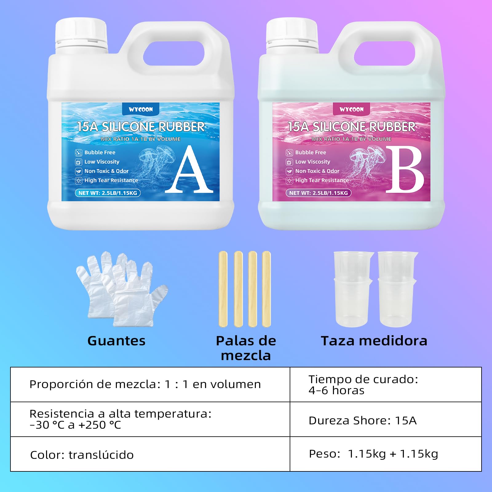 Silicona Líquida para Moldes 15 Shore A - Caucho de Silicona No Tóxico, de Curado Rápido Mezcla 1:1, para Resina, Velas y Manualidades （Verde Jade, 2.3 kg）