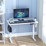 ERGOMAKER Dual Motor 2 Stage Electric Height Adjustable Standing Desk Frame, Standing Desk Legs Sit to Stand Office Desk Frame for Home Office, White