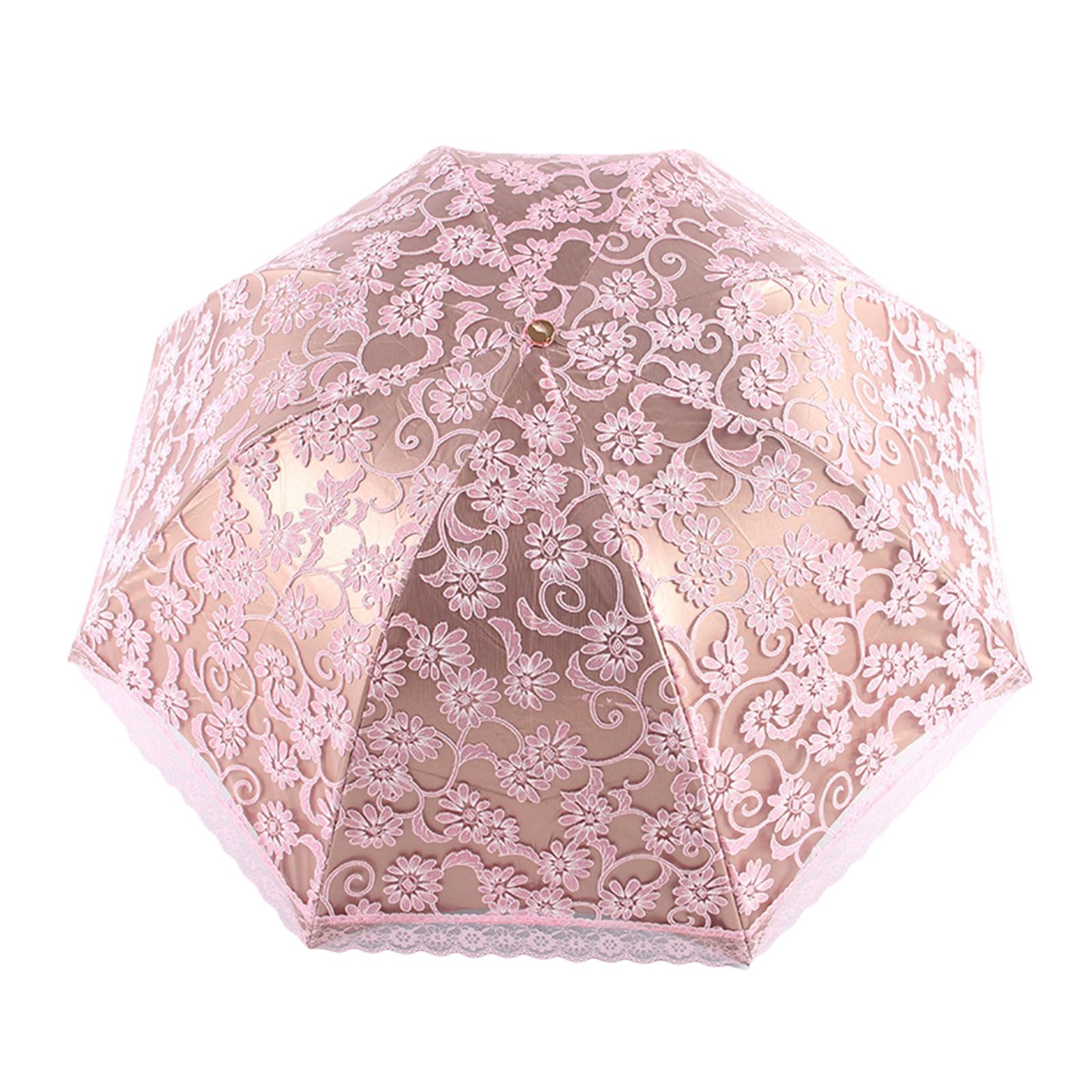 Buxuaaaa Women's Purple Embroidery Umbrella Coating 3 Folding Protections Sun Umbrella For Lace