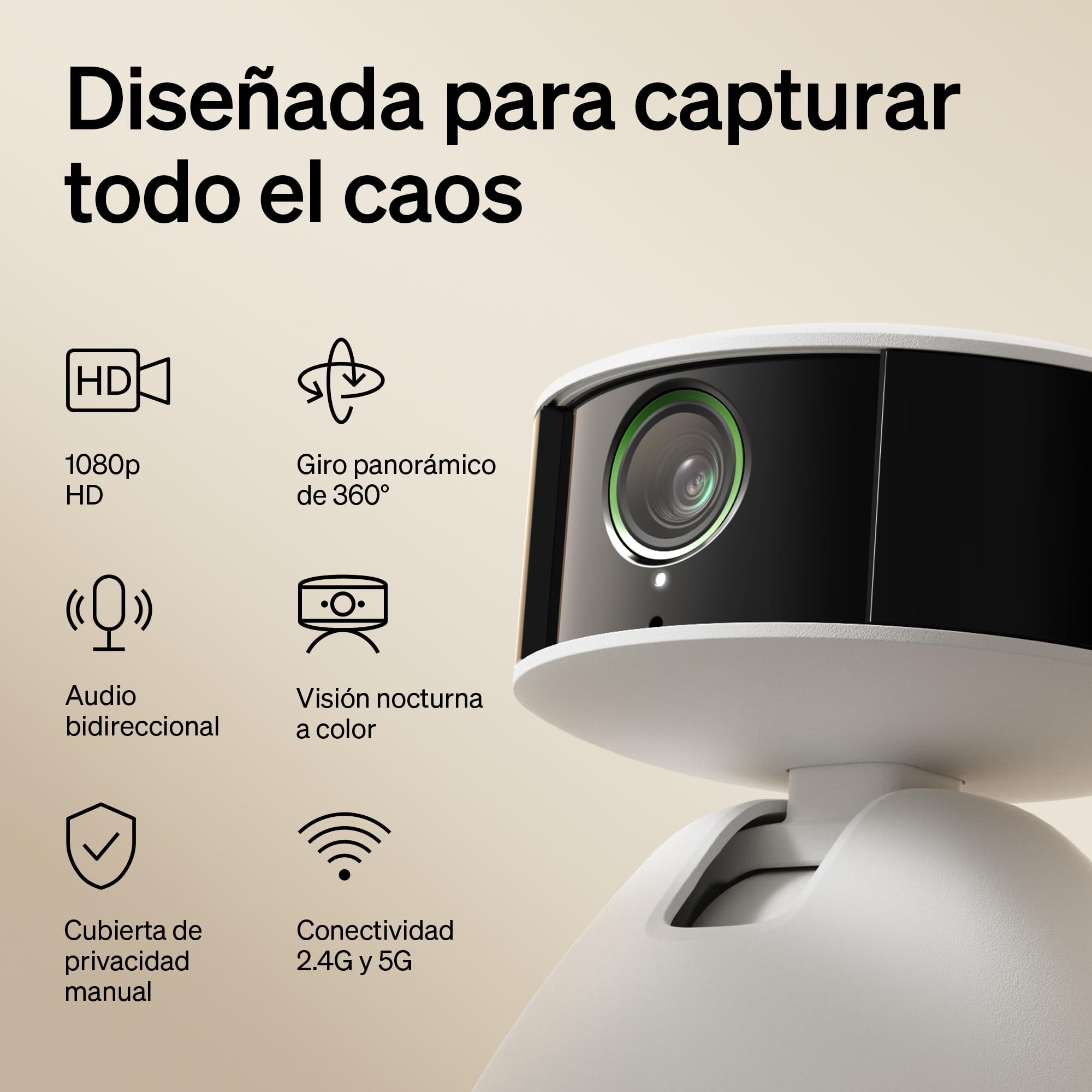 PETLIBRO Cámara Mascotas 360° con App, Detección Automática de Gatos/Perros y Grabación de Comportamiento, Visión Nocturna, Audio Bidireccional, WiFi 2.4GHz, 1080P HD, Modo Privacidad