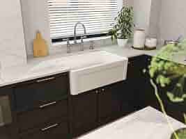 Lavello Da Cucina Farmhouse 30 Pollici In Ceramica - Singola Vasca, Reversibile, Con Griglie