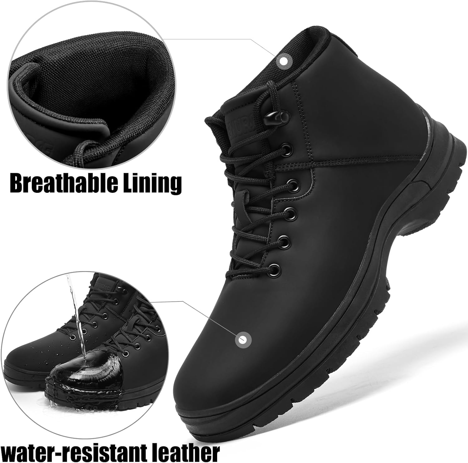 Mens Lightweight Hiking Boots Water Resistant Mid Ankle Work Casual Hiker Trekking Outdoor Boots Anti Slip Hiking Shoes - Image 2