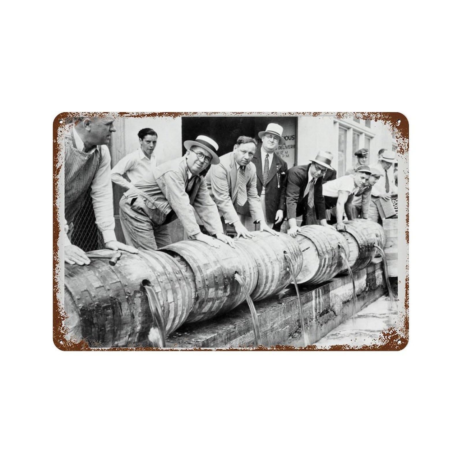xiaoxiaoshen Prohibition Raid Photo， Vintage Bar, Man Cave Wall Decor Art Metal Tin Poster Modern Home Decor Art Home Bar Shop Decorations Vintage Sign 20x30cm