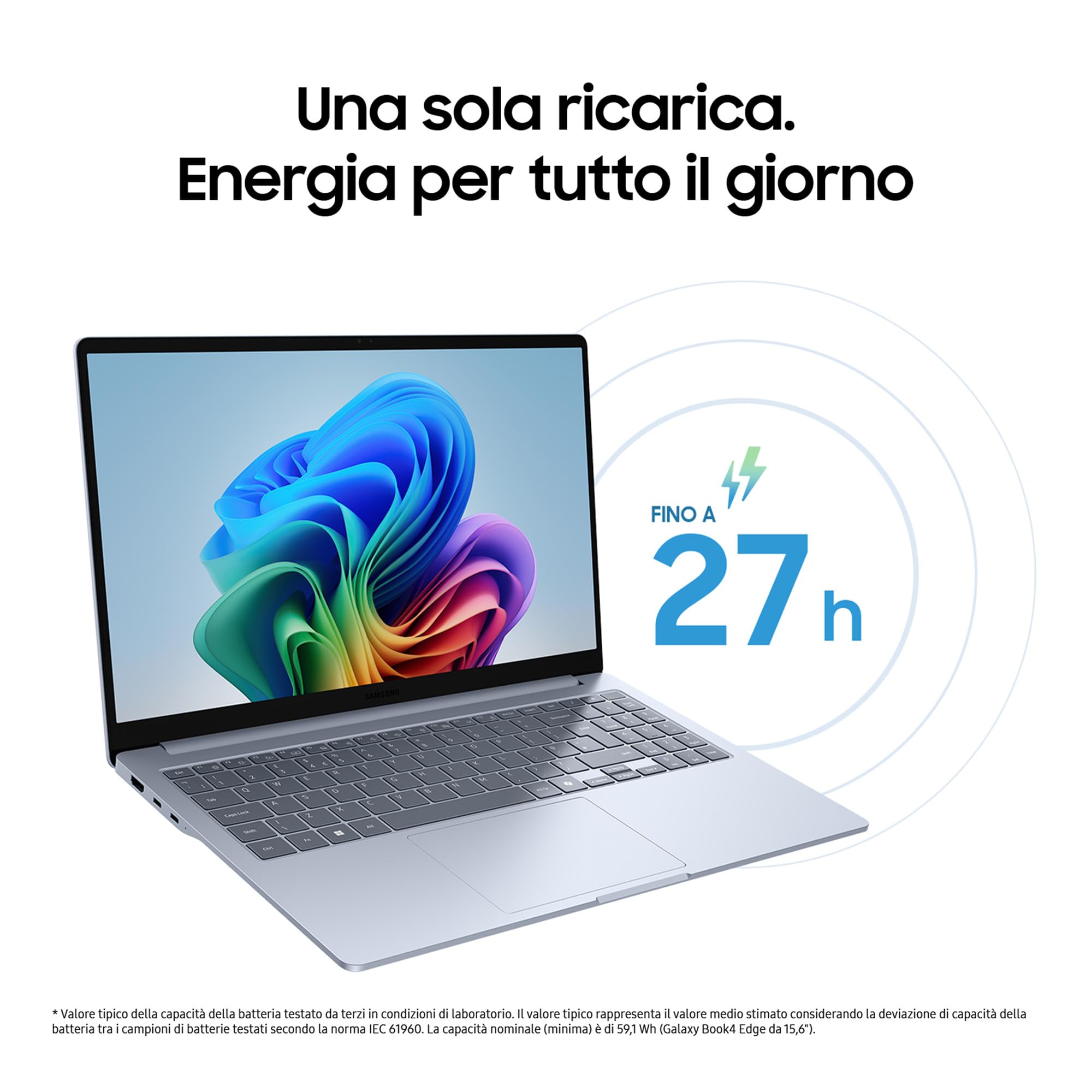 Samsung Galaxy Book4 Edge, Laptop, Display da 15.6", Snapdragon X Plus, 16GB RAM, 512GB SSD, Windows 11 Home, Sapphire Blue [Versione italiana]
