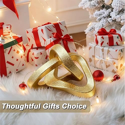 Miniatura 2 de MOYI Estatua de nudo dorado para decoración del hogar, escultura geométrica multiángulo, decoración moderna de acento dorado para sala de estar,